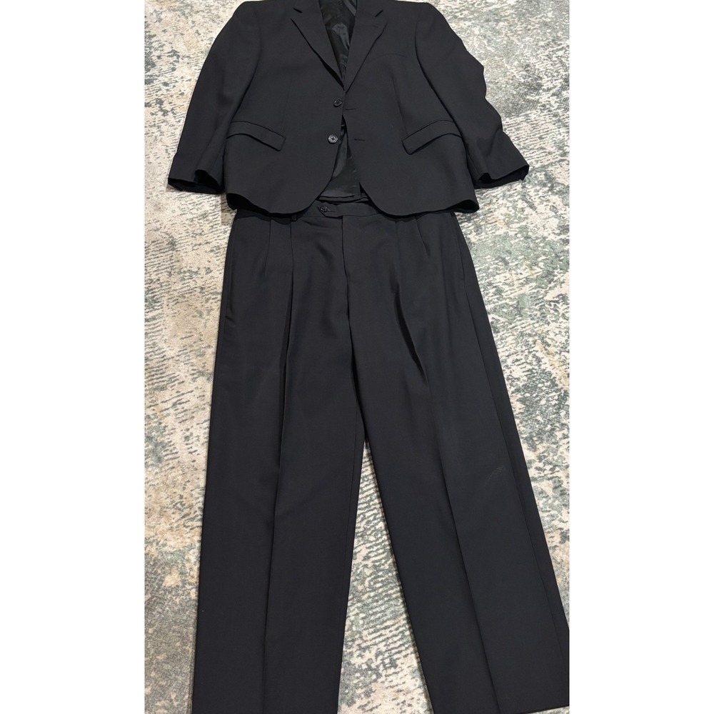Holbrook World Traveler Wool Suit 2 Piece Black 40S Pants 34X29